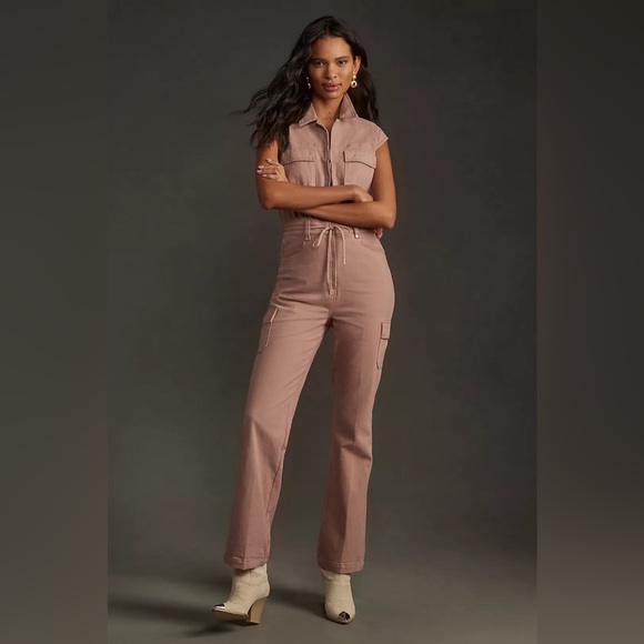 Paige Sloane Belted Utility Jumpsuit in Vintage Mauve Dune – Size 4 | NWT - Picture 1 of 10